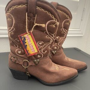 Durango Brown Kids Boots with Gold Accents